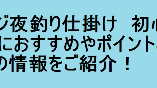 アジ夜釣り仕掛け 初心者におすすめやポイントとコツの情報をご紹介 釣りパ